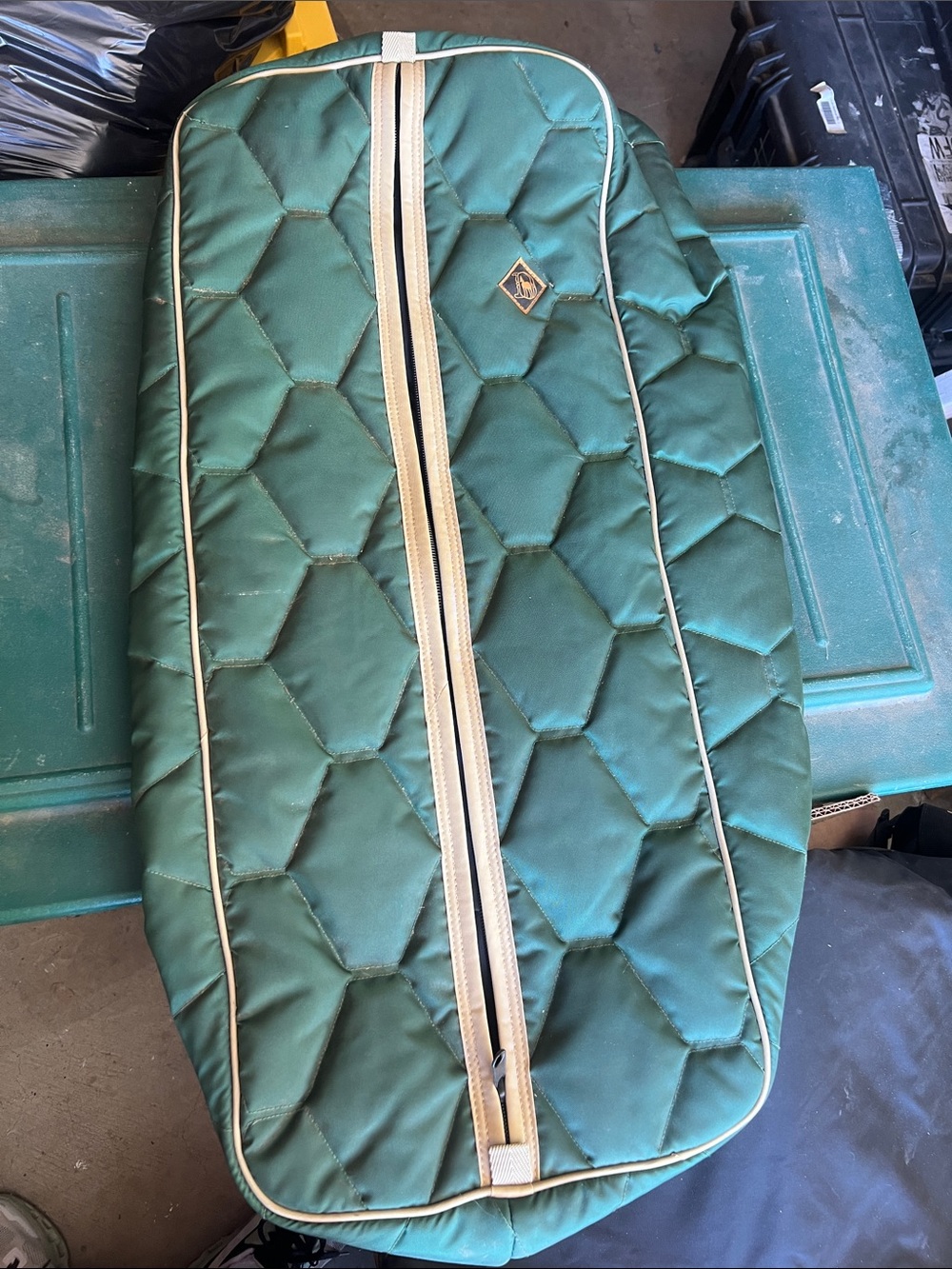 Horse bridle bag Quilted padded with Cream Trim